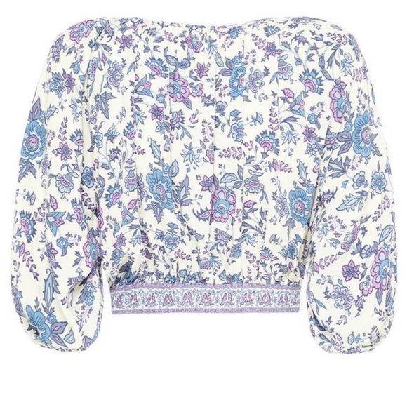 Spell Folk Song Cropped Blouse in Sky - Picture 7 of 10